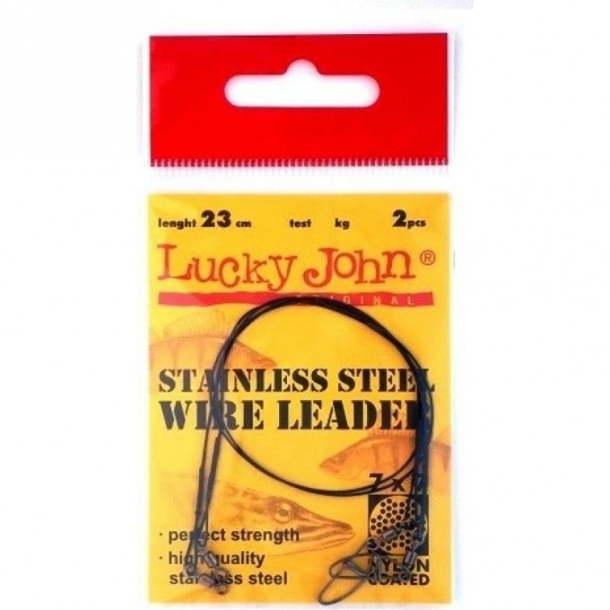 Поводки стальные LUCKY JOHN SSW 7X7 оснащенные (с вертлюгой и застежкой), диаметр 0.45Мм/ 6Кг/30См/ 2Шт. 7086-300